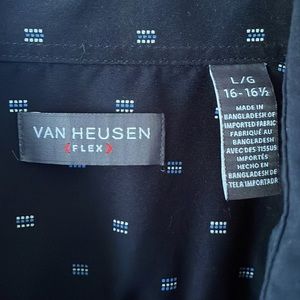 (2/$15) Van Heusen Flex Navy Blue S/S Dress Shirt Men’s L 16-16.5
